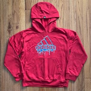 Adidas Red Hoodie with Blue Accents, boys size 10/12